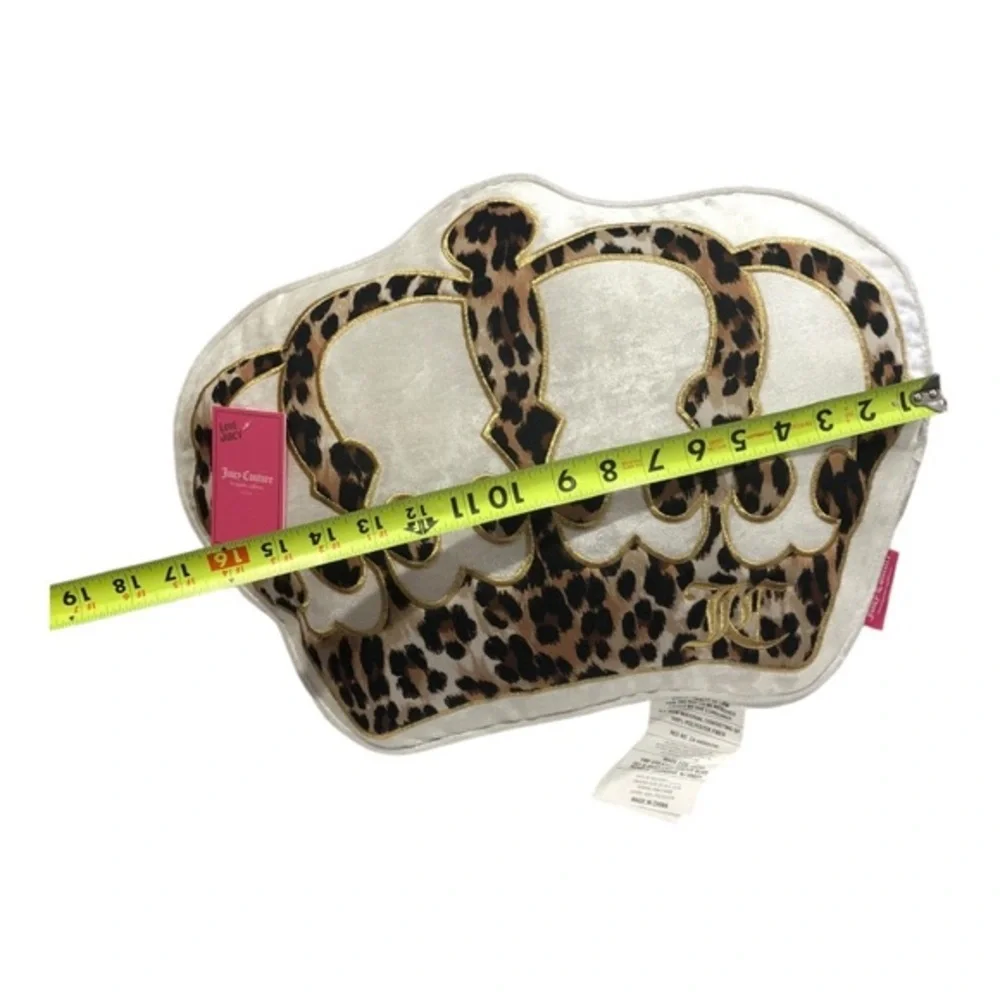 juicy couture crown shaped ivory white leopard animal print decor throw pillow‎